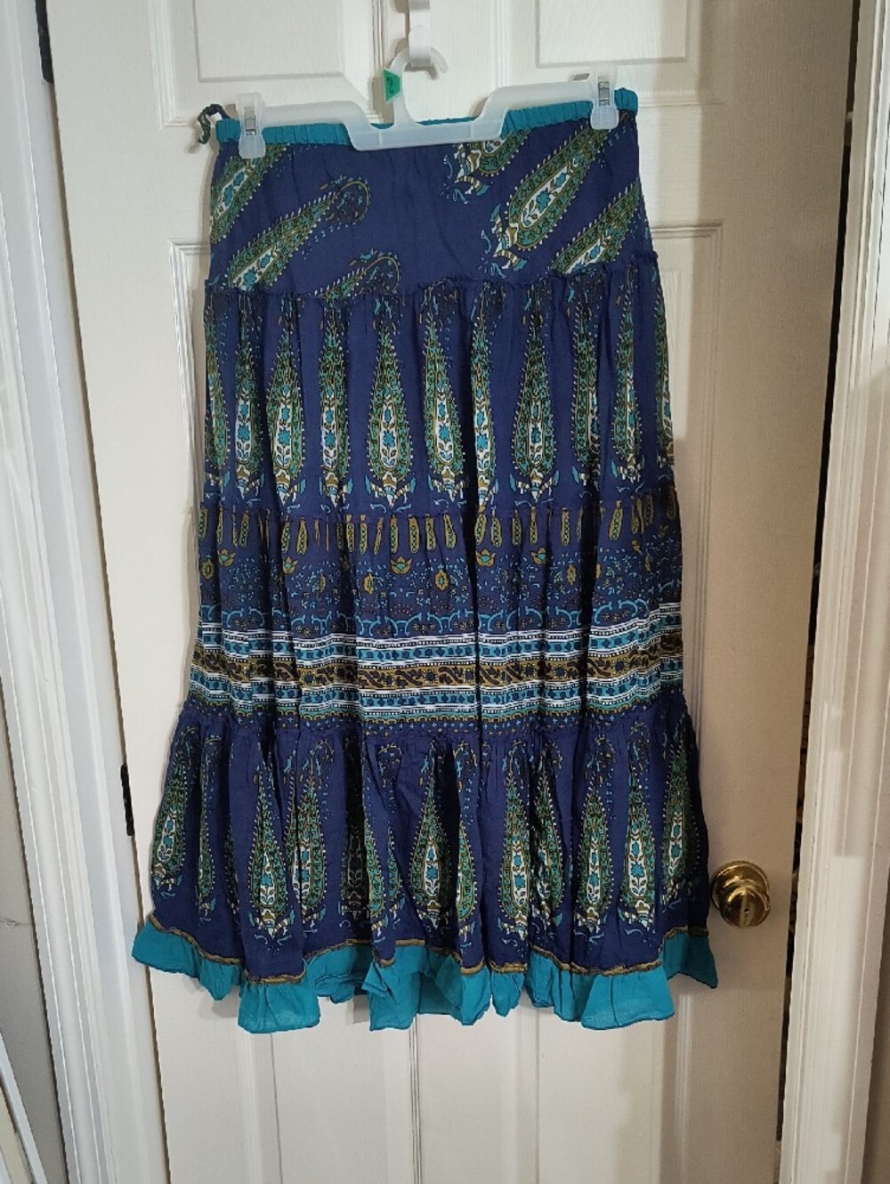 Marianne Navy Maxi Skirt with Teal and Green Paisley - Picture 2 of 4